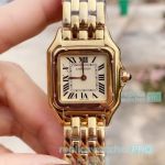 Cartier Panthere Replica Yellow Gold Watch White Roman Dial Small Model